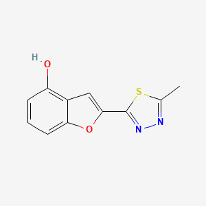 molecular formula C11H8N2O2S B8295975 2-(4-Hydroxybenzo(b)furan-2-yl)-5-methyl-1,3,4-thiadiazole 