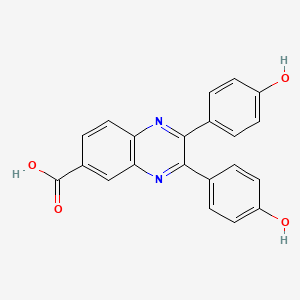 molecular formula C21H14N2O4 B8296067 2,3-bis(4-Hydroxyphenyl)quinoxaline-6-carboxylic Acid 