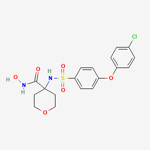 molecular formula C18H19ClN2O6S B8296087 4-[4-(4-Chloro-phenoxy)-benzenesulfonylamino]-tetrahydro-pyran-4-carboxylic acid hydroxyamide 