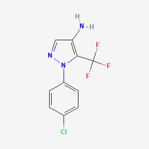 molecular formula C10H7ClF3N3 B8296326 1-(4-Chloro-phenyl)-5-trifluoromethyl-1H-pyrazol-4-ylamine 