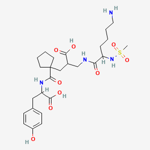 molecular formula C26H40N4O9S B8296354 N-[1-(2-Carboxy-3-{[N~2~-(methanesulfonyl)lysyl]amino}propyl)cyclopentane-1-carbonyl]tyrosine 