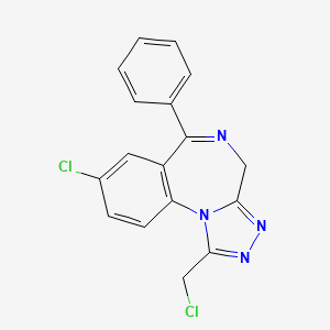 molecular formula C17H12Cl2N4 B8297151 8-chloro-1-(chloromethyl)-6-phenyl-4H-[1,2,4]triazolo[4,3-a][1,4]benzodiazepine CAS No. 39479-72-6