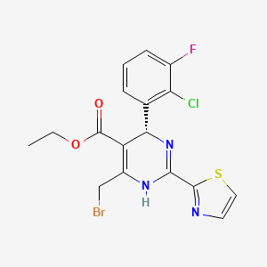 molecular formula C17H14BrClFN3O2S B8297351 Ethyl (R)-6-(bromomethyl)-4-(2-chloro-3-fluorophenyl)-2-(thiazol-2-yl)-1,4-dihydropyrimidine-5-carboxylate 
