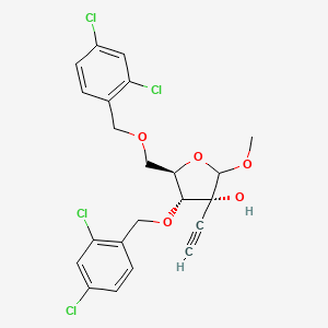 molecular formula C22H20Cl4O5 B8297669 D-Ribofuranoside, methyl 3,5-bis-O-[(2,4-dichlorophenyl)methyl]-2-C-ethynyl- 
