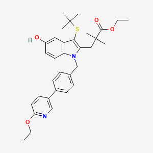 1H-Indole-2-propanoic acid, 3-[(1,1-dimethylethyl)thio]-1-[[4-(6-ethoxy-3-pyridinyl)phenyl]methyl]-5-hydroxy-alpha,alpha-dimethyl-, ethyl ester