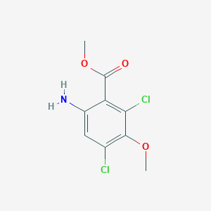 molecular formula C9H9Cl2NO3 B8297893 Methyl 2-amino-4,6-dichloro-5-methoxybenzoate 