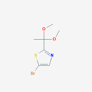 molecular formula C7H10BrNO2S B8298768 5-Bromo-2-(1,1-dimethoxy-ethyl)-thiazole 