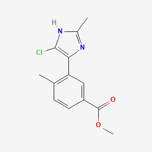 molecular formula C13H13ClN2O2 B8299307 Methyl 3-(5-chloro-2-methyl-1H-imidazol-4-yl)-4-methylbenzoate 
