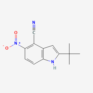molecular formula C13H13N3O2 B8299460 2-tert-butyl-5-nitro-1H-indole-4-carbonitrile 
