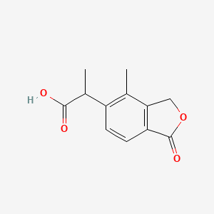 molecular formula C12H12O4 B8299474 2-(4-Methyl-1-oxo-1,3-dihydro-2-benzofuran-5-yl)propanoic acid 