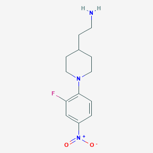 molecular formula C13H18FN3O2 B8299486 2-[1-(2-Fluoro-4-nitrophenyl)piperidin-4-yl]ethylamine 