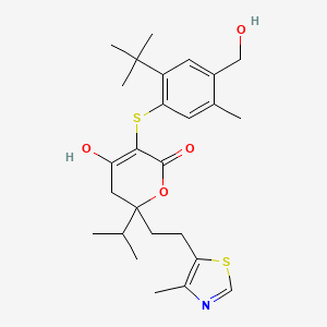 5-[2-tert-butyl-4-(hydroxymethyl)-5-methyl-phenyl]sulfanyl-4-hydroxy-2-isopropyl-2-[2-(4-methylthiazol-5-yl)ethyl]-3H-pyran-6-one