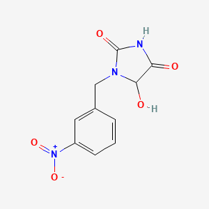 molecular formula C10H9N3O5 B8299591 5-Hydroxy-1-(3-nitrobenzyl)-2,4-dioxoimidazolidine 