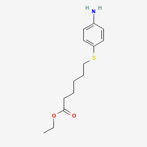 molecular formula C14H21NO2S B8299675 4-(5-Ethoxycarbonylpentylthio) aniline 