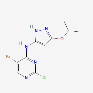 molecular formula C10H11BrClN5O B8299691 5-bromo-2-chloro-N-(5-isopropoxy-1H-pyrazol-3-yl)pyrimidin-4-amine 
