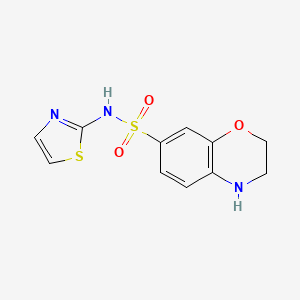 molecular formula C11H11N3O3S2 B8299884 N-(thiazol-2-yl)-3,4-dihydro-2H-benzo[b][1,4]oxazine-7-sulfonamide 