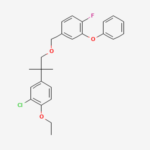 molecular formula C25H26ClFO3 B8300025 Benzene, 4-((2-(3-chloro-4-ethoxyphenyl)-2-methylpropoxy)methyl)-1-fluoro-2-phenoxy- CAS No. 83493-43-0