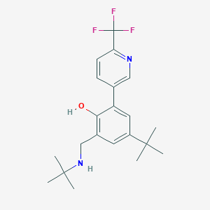 molecular formula C21H27F3N2O B8300266 4-(tert-Butyl)-2-((tert-butylamino)methyl)-6-(6-(trifluoromethyl)pyridin-3-yl)phenol 