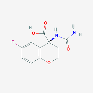 molecular formula C11H11FN2O4 B8300281 (R)-6-fluoro-4-ureidochroman-4-carboxylic acid 
