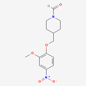molecular formula C14H18N2O5 B8300321 N-Formyl-4-(2-methoxy-4-nitrophenoxymethyl)piperidine 