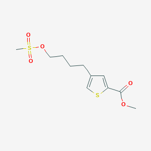 molecular formula C11H16O5S2 B8301258 Methyl 4-(4-methylsulfonyloxybutyl)thien-2-ylcarboxylate 