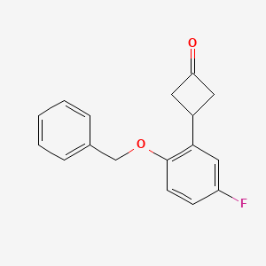 molecular formula C17H15FO2 B8301380 3-[2-(Benzyloxy)-5-fluorophenyl]cyclobutanone 