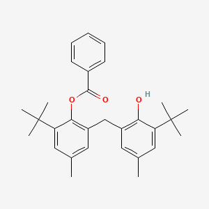 molecular formula C30H36O3 B8301402 Phenol, 2-[[2-(benzoyloxy)-3-(1,1-dimethylethyl)-5-methylphenyl]methyl]-6-(1,1-dimethylethyl)-4-methyl- 