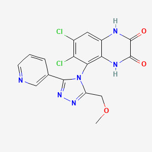 molecular formula C17H12Cl2N6O3 B8301934 6,7-Dichloro-1,4-dihydro-5-[3-(methoxymethyl)-5-(3-pyridinyl)-4H-1,2,4-triazol-4-yl]-2,3-quinoxalinedione 