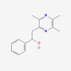 molecular formula C15H18N2O B8302012 2-(2-Hydroxy-2-phenylethyl)-3,5,6-trimethylpyrazine 