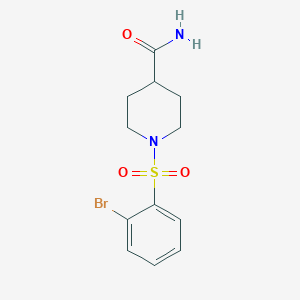 molecular formula C12H15BrN2O3S B8302134 1-((2-Bromophenyl)sulfonyl)piperidine-4-carboxamide 