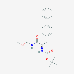 molecular formula C22H28N2O4 B8302449 Carbamic acid, N-[(1R)-1-([1,1'-biphenyl]-4-ylmethyl)-2-(methoxymethylamino)-2-oxoethyl]-, 1,1-dimethylethyl ester 