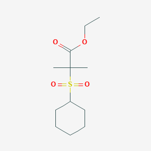molecular formula C12H22O4S B8303170 Ethyl 2-(cyclohexylsulfonyl)-2-methylpropanoate 
