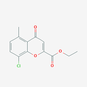molecular formula C13H11ClO4 B8303180 Ethyl-5-methyl-8-chloro-4-oxo-4h-chromene-2-carboxylate 