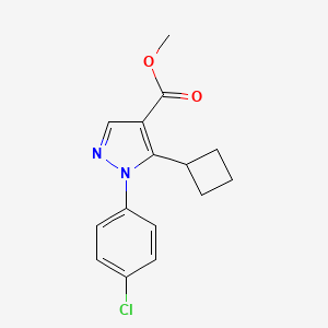 molecular formula C15H15ClN2O2 B8303349 Methyl 1-(4-chlorophenyl)-5-cyclobutyl-pyrazole-4-carboxylate 