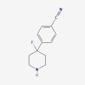 molecular formula C12H13FN2 B8303443 4-(4-Fluoropiperidin-4-yl)benzonitrile 