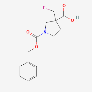 molecular formula C14H16FNO4 B8303985 1-(Benzyloxycarbonyl)-3-(fluoromethyl)pyrrolidine-3-carboxylic acid 