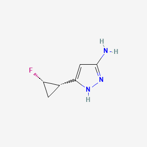 molecular formula C6H8FN3 B8304598 cis-5-(2-fluorocyclopropyl)-1H-pyrazol-3-amine 