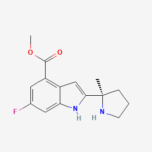 molecular formula C15H17FN2O2 B8304618 Methyl (R)-6-fluoro-2-(2-methylpyrrolidin-2-yl)-1H-indole-4-carboxylate 