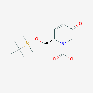 molecular formula C18H33NO4Si B8305277 tert-Butyl (6S)-6-{[(tert-butyldimethylsilyl)oxy]methyl}-4-methyl-3-oxo-1,2,3,6-tetrahydropyridine-1-carboxylate 