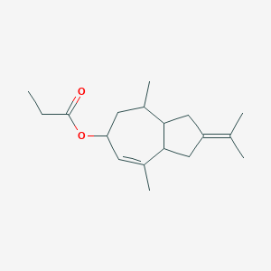 molecular formula C18H28O2 B083053 1,2,3,3a,4,5,6,8a-Octahydro-2-isopropylidene-4,8-dimethylazulen-6-yl propionate CAS No. 10486-26-7