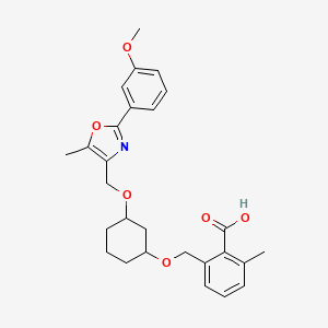 molecular formula C27H31NO6 B8305513 Benzoic acid, 2-[[[(1R,3S)-3-[[2-(3-Methoxyphenyl)-5-Methyl-4-oxazolyl]Methoxy]cyclohexyl]oxy]Methyl]-6-Methyl- 