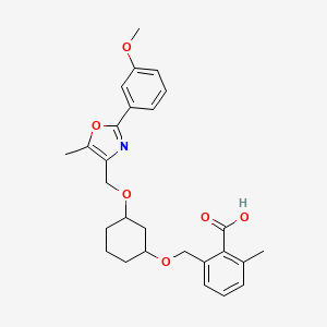 molecular formula C27H31NO6 B8305513 2-{3-[2-(3-Methoxyphenyl)-5-methyloxazol-4-ylmethoxy]cyclohexyloxymethyl}-6-methylbenzoic Acid 