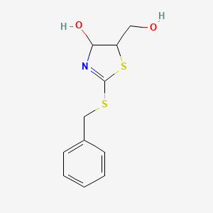 molecular formula C11H13NO2S2 B8305521 2-Benzylsulfanyl-5-hydroxymethyl-4,5-dihydrothiazol-4-ol 