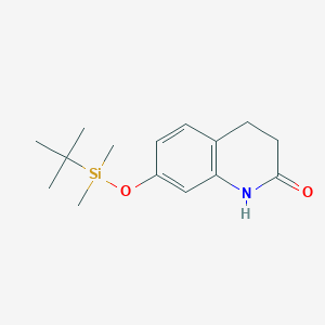 molecular formula C15H23NO2Si B8305526 7-(tert-Butyl-dimethylsilanyloxy)-3,4-dihydro-1H-quinolin-2-one 
