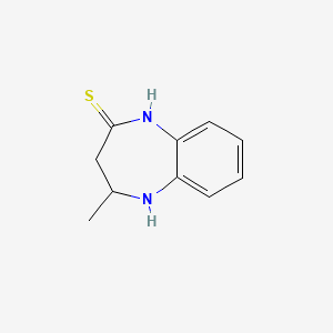 molecular formula C10H12N2S B8305577 1H-1,5-Benzodiazepine-2-thione, 2,3,4,5-tetrahydro-4-methyl- CAS No. 74389-71-2