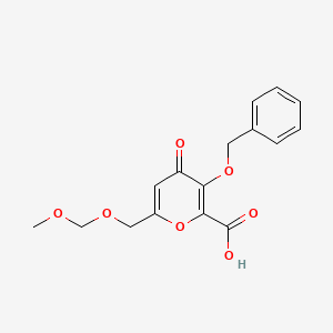 molecular formula C16H16O7 B8305593 3-Benzyloxy-6-methoxymethoxymethyl-4-oxo-4H-pyran-2-carboxylic acid 