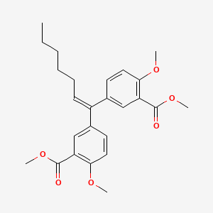 molecular formula C25H30O6 B8305656 1,1 Bis(4-methoxy-3-methoxycarbonylphenyl) heptene 