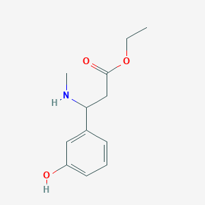 molecular formula C12H17NO3 B8305671 Ethyl 3-(3-hydroxyphenyl)-3-methylaminopropionate 