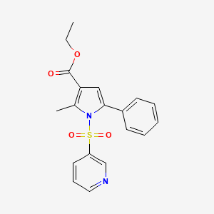 molecular formula C19H18N2O4S B8306287 Ethyl 2-methyl-5-phenyl-1-(pyridin-3-ylsulfonyl)-1H-pyrrole-3-carboxylate 