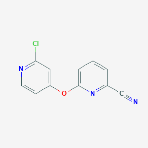 molecular formula C11H6ClN3O B8306329 6-[(2-Chloro-4-pyridyl)oxy]picolinonitrile 